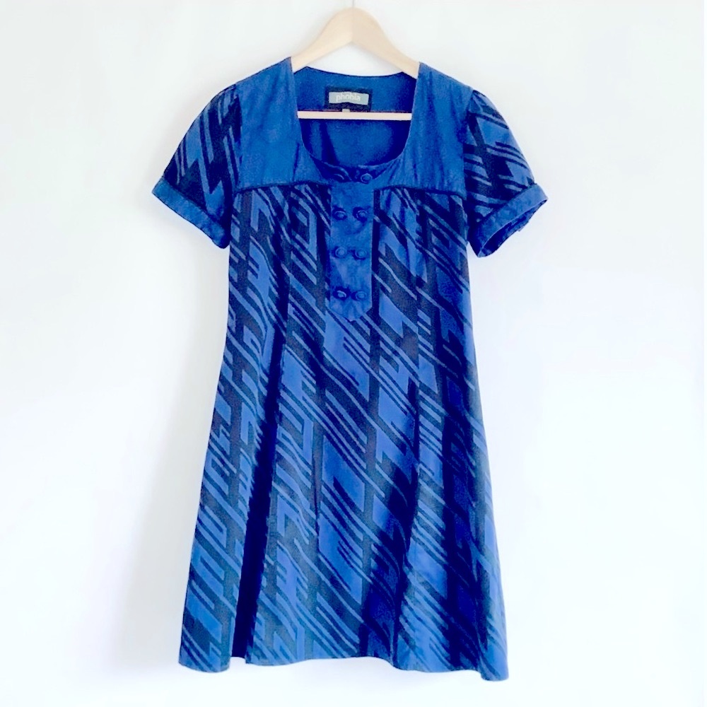 Mini Dress, A-Line, Ultramarine Blue & Geometric Pattern